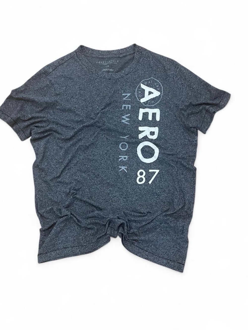 Aeropostale Dark Gray AERO 87 Vertical Logo Tee